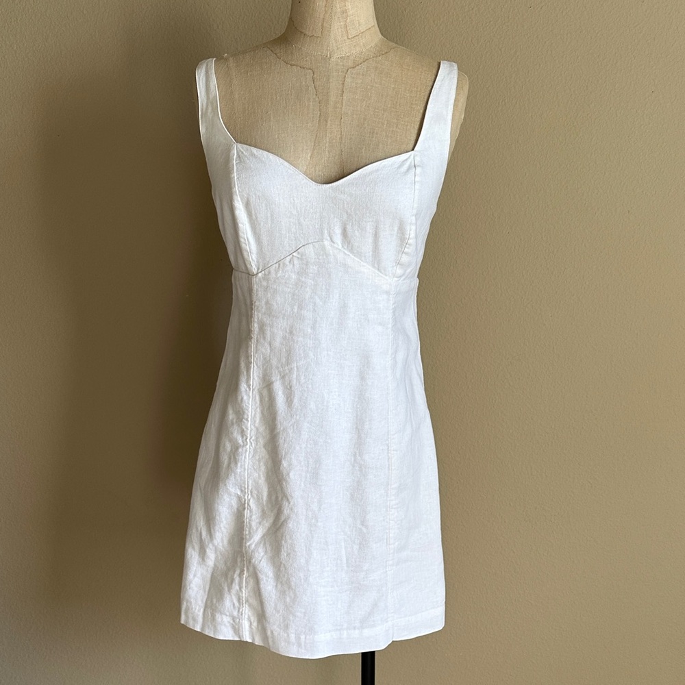 Linen White Sleeveless Dress